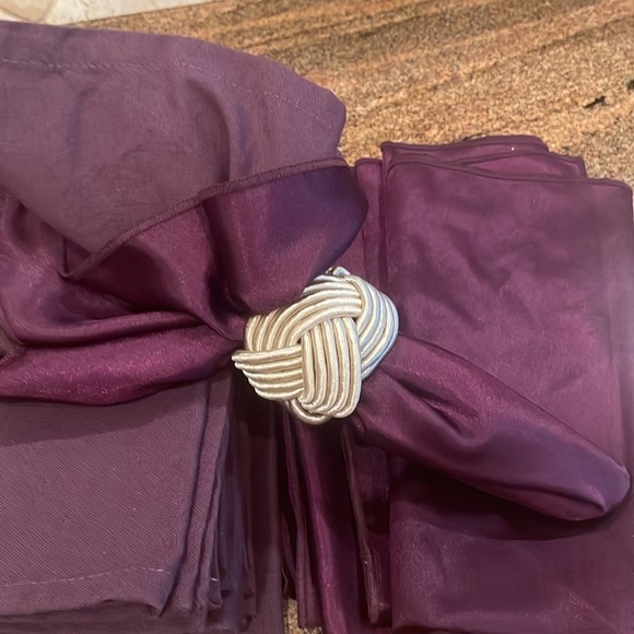 12 pcs - Purple Eggplant Napkins 20” x 20” Cotton and Satin Napkins - Picture 3 of 9